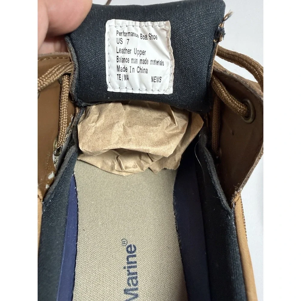 West Marine Mens Classic Comfort Mocs Tan Leather Boat Shoes Men's Size 7